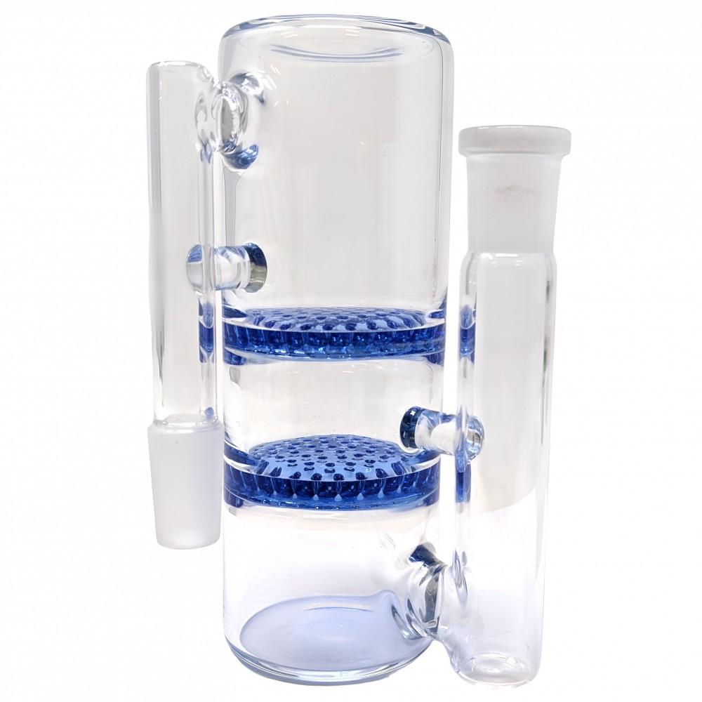 14MM PAIR REPLICATE-HONEYCOMB PERC ASH CATCHER 90 DEGREE ANGLE (ACH-009) BLUE 676525573901
