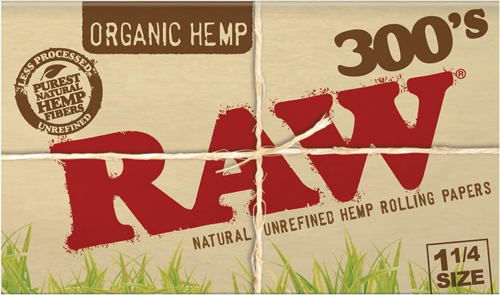 RAW 300'S ORGANIC HEMP ROLLING PAPER 1 1/4 SIZE (40CT PER BOX) Default Title 716165177173
