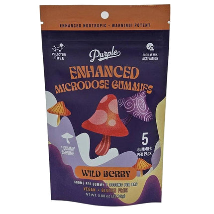 PURPLE ENHANCED MICRODOSE GUMMIES 600MG PER GUMMY (5PC / BAG) WILD BERRY 111992938483
