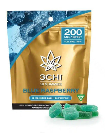 3CHI DELTA-9 THC GUMMIES FULL SPECTRUM 200MG/PACK 10MG/GUMMY BLUE RASPBERRY 810099261387