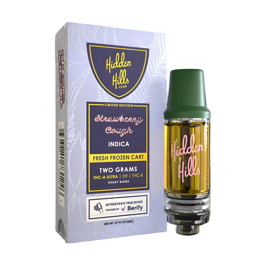 HIDDEN HILLS FRESH FROZEN (THC-A ULTRA + D9 + THC-B) HEADY BLEND 2 GRAM CARTRIDGE STRAWBERRY COUGH (INDICA) 643781731246