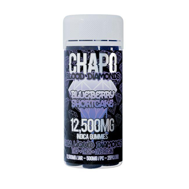 CHAPO EXTRAX BLOOD DIAMONDS THCA LIQUID DIAMONDS LIVE ROSIN GUMMY 12,500MG/JAR BLUBERRY SHORTCAKE (INDICA) 850055677753