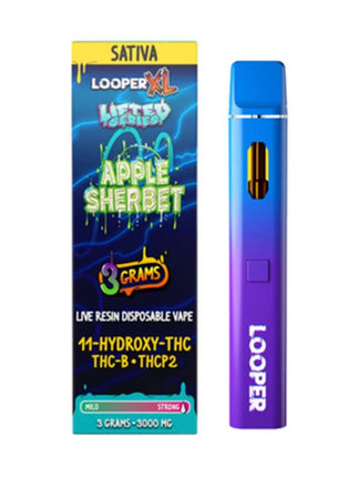 LOOPER XL SERIES 3ML LIVE RESIN DISPOSABLE (2X THE THC-P) APPLE SHERBERT (SATIVA) 810110046108