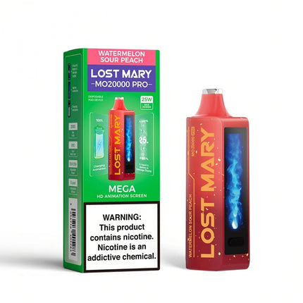 LOST MARY MO20000 PRO DISPOSABLE (5CT DISPLAY) WATERMELON SOUR PEACH 5056716405436