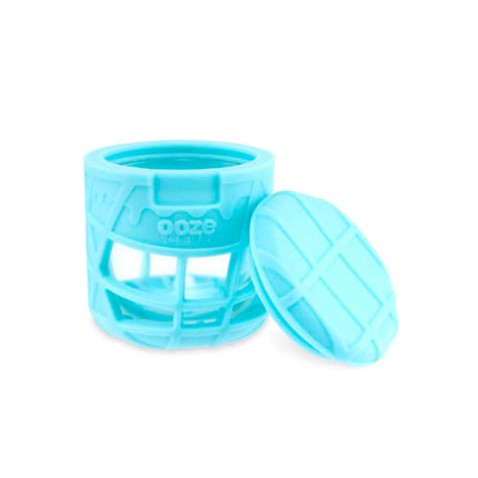 OOZE PRIZM SILICONE WRAPPED GLASS STASH JAR AQUA TEAL 840212409303