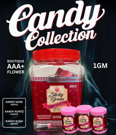 STICKY GREEN 1G THCA FLOWER CANDY COLLECTION (20CT JAR) ASSORTED STRAINS