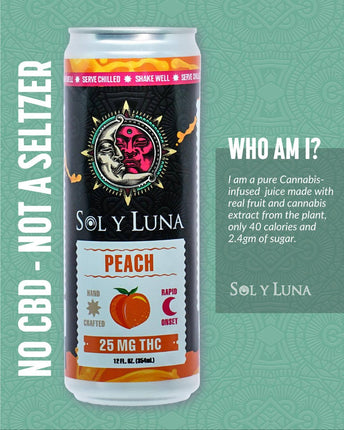 SOL Y LUNA 25MG THC INFUSED DRINK (4 PACK) PEACH 740390344819
