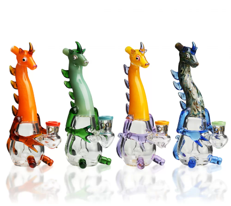 LOOKAH GLASS 8.5inch "WHERE THERE'S SMOKE, THERE'S DRAGON" WATER PIPE | YELLOW