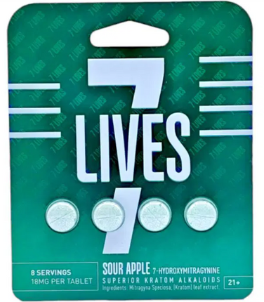7-LIVES 7-HYDROXYMITRAGYNINE 18MG CHEWABLE TABLES (4 TABLETS/PACK)