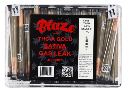 BLAZE THC-A GOLD TUBED PRE ROLLS (40CT / BOX)