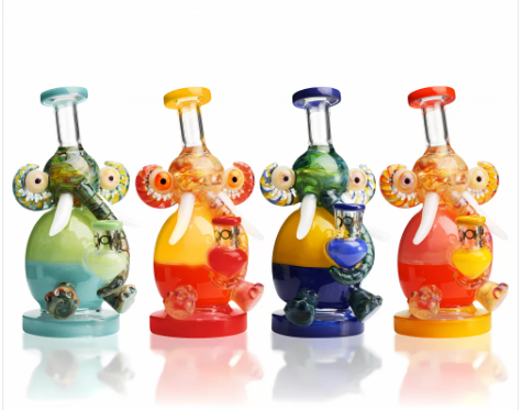 LOOKAH GLASS 8inch " TRUNK UP & BLAZE ON ELEPHANT" WATER PIPE