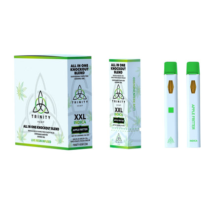 TRINITY HEMP KNOCKOUT BLEND 3ML (D8 + D10 + HHC + THCP + THCJD) DISPOSABLE APPLE FRITTER (INDICA) 810092745624