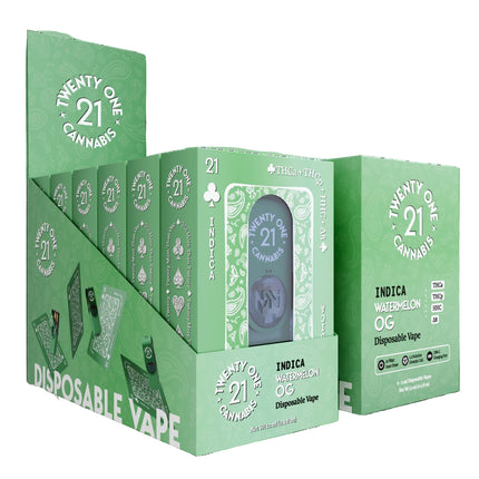TWENTY ONE CANNABIS (THC-a + THC-p + HHC + D8) 2 GRAM DISPOSABLE VAPE WATERMELON OG (INDICA) 810121208458