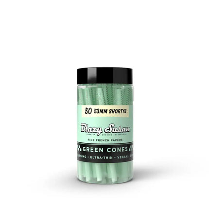 BLAZY SUSAN 53MM SHORTYS PRE ROLLED CONES (50CT/JAR) | GREEN