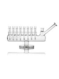 GRAV MENORAH BUBBLER W/ DOWNSTEMS | CLEAR