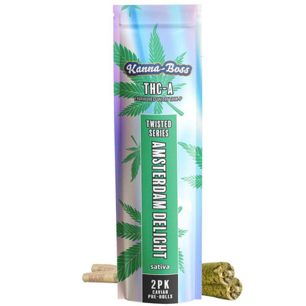 KANNA-BOSS TWISTED CAVIAR THC-A 1 GRAM PRE ROLLS 2CT/PACK AMSTERDAM DELIGHT (SATIVA) 789049520341