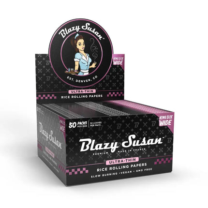 BLAZY SUSAN ULTRA THIN RICE ROLLING PAPERS KING SIZE WIDE (50CT)