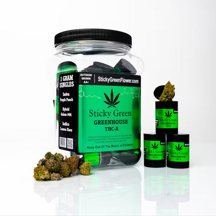 STICKY GREEN GREENHOUSE THC-A 1 GRAM FLOWER (20CT JAR)