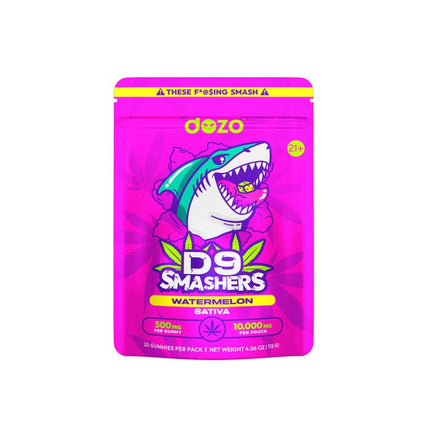 DOZO D9 SMASHERS 500MG/GUMMY 10,000MG PER POUCH | WATERMELON (SATIVA)