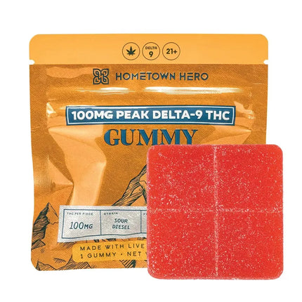 HOMETOWN HERO 100MG PEAK D9 LIVE ROSIN GUMMY