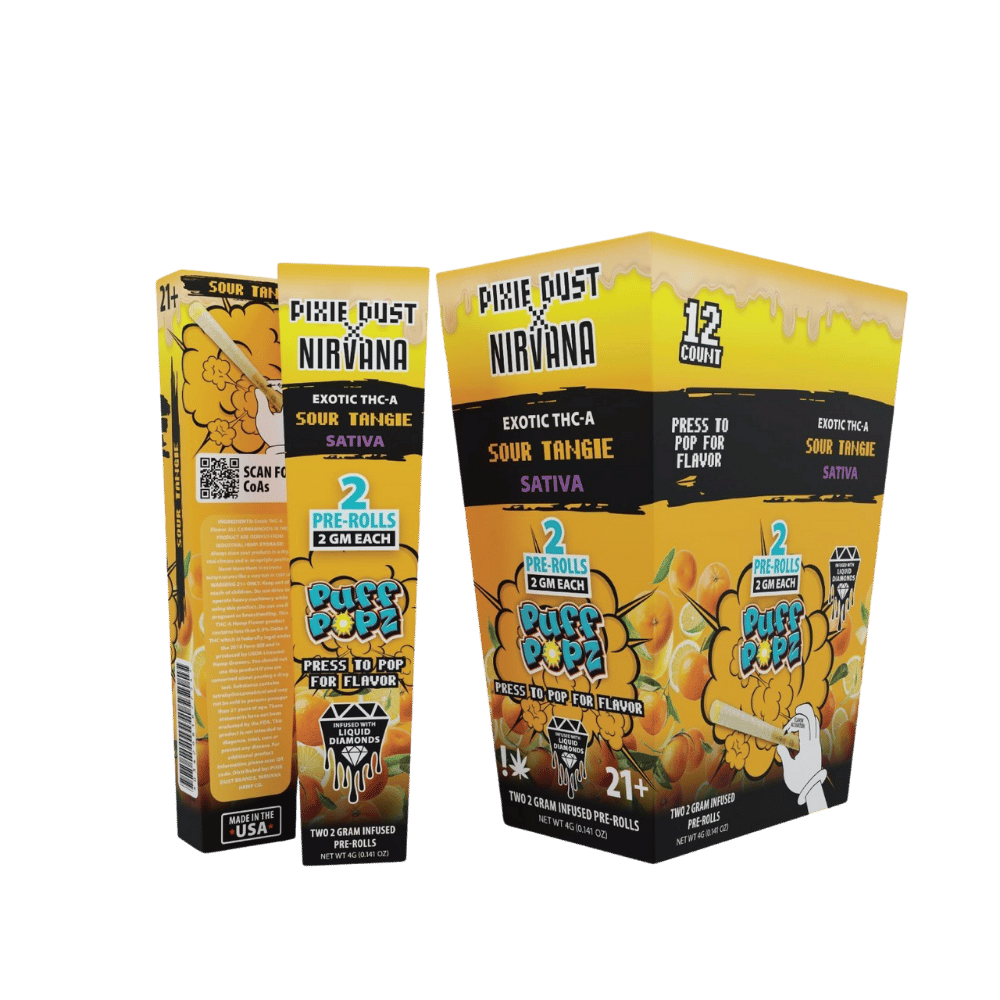 PIXIE DUST X NIRVANA EXOTIC 2 GRAM THC-A LIQUID DIAMOND PRE ROLLS (2CT/PACK)