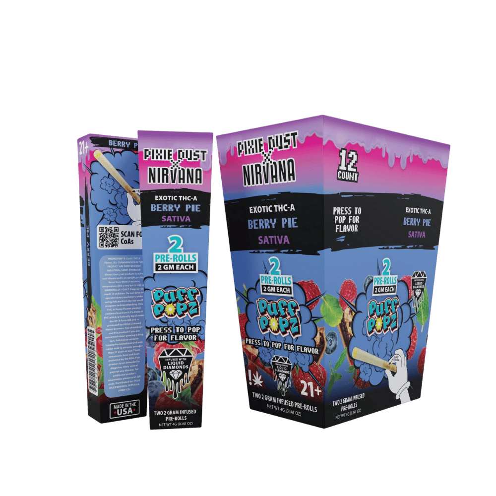 PIXIE DUST X NIRVANA EXOTIC 2 GRAM THC-A LIQUID DIAMOND PRE ROLLS (2CT Rising Wholesale Inc. PIXIE DUST X NIRVANA EXOTIC 2 GRAM THC-A LIQUID DIAMOND PRE ROLLS (2CT Rising Wholesale Inc.
