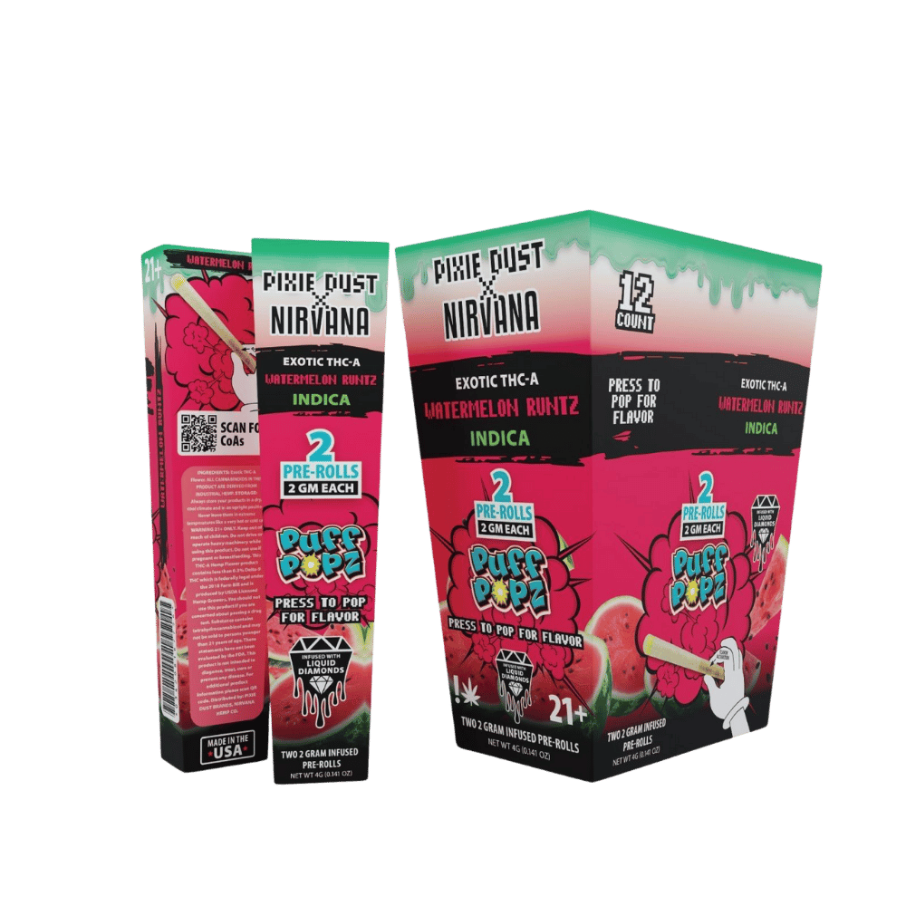 PIXIE DUST X NIRVANA EXOTIC 2 GRAM THC-A LIQUID DIAMOND PRE ROLLS (2CT Rising Wholesale Inc. PIXIE DUST X NIRVANA EXOTIC 2 GRAM THC-A LIQUID DIAMOND PRE ROLLS (2CT Rising Wholesale Inc.