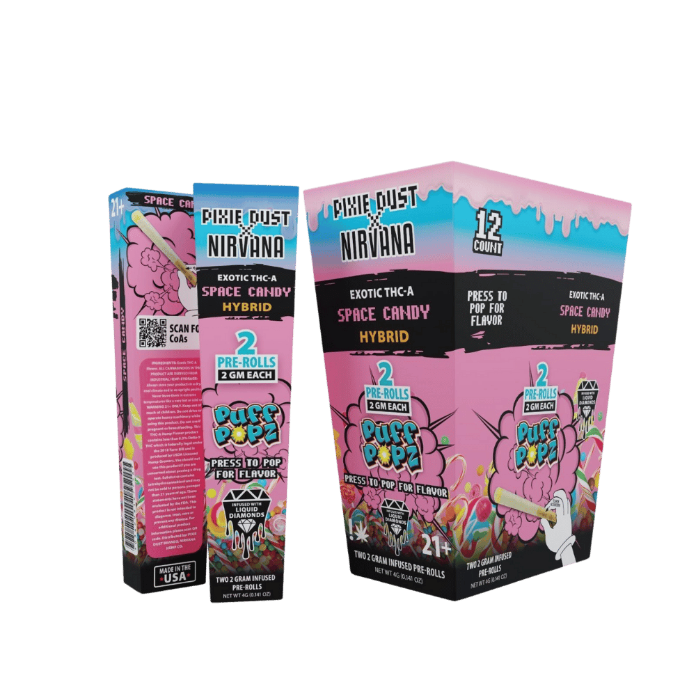 PIXIE DUST X NIRVANA EXOTIC 2 GRAM THC-A LIQUID DIAMOND PRE ROLLS (2CT/PACK)