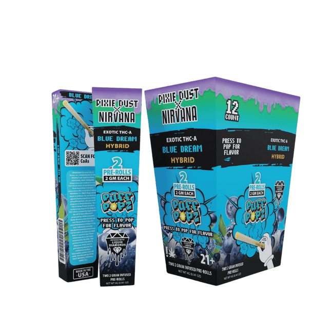 PIXIE DUST X NIRVANA EXOTIC 2 GRAM THC-A LIQUID DIAMOND PRE ROLLS (2CT/PACK)