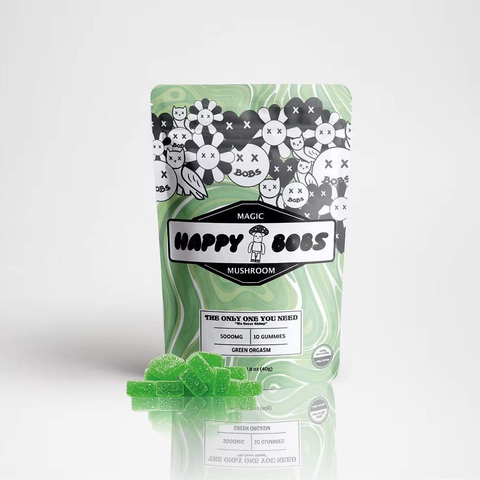 HAPPY BOBS MAGIC MUSHROOM 5000MG GUMMIES (10CT BAG)