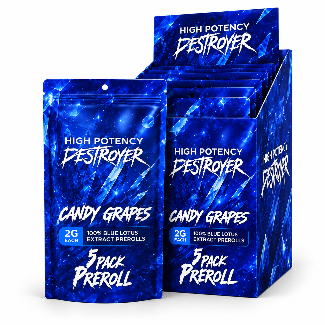 DESTROYER 2 GRAM BLUE LOTUS PRE ROLLS 5CT PACK (10PK BOX)
