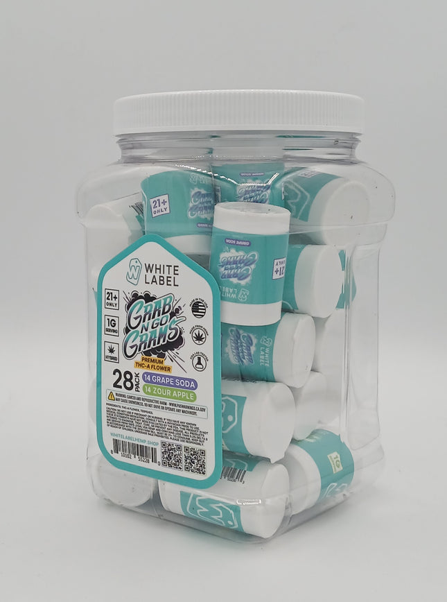 WHITE LABEL GRAB N GO 1G THC-A FLOWER JAR (28CT JAR) | ASSORTED STRAINS