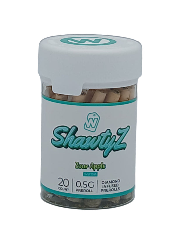 WHITE LABEL SHAWTYZ 0.5G THC-A DIAMOND INFUSED PRE ROLLS (20CT JAR)