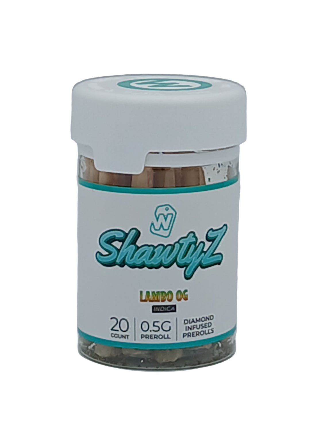 WHITE LABEL SHAWTYZ 0.5G THC-A DIAMOND INFUSED PRE ROLLS (20CT JAR)
