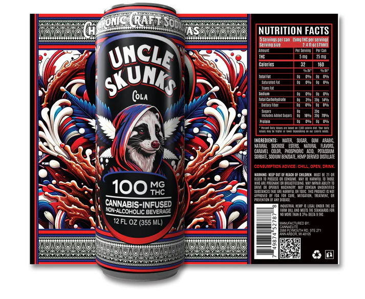 UNCLE SKUNK 12OZ 100MG D9 THC SODA CAN (24CT BOX)
