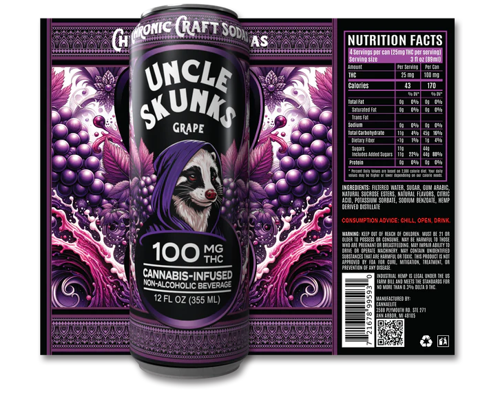 UNCLE SKUNK 12OZ 100MG D9 THC SODA CAN (24CT BOX)