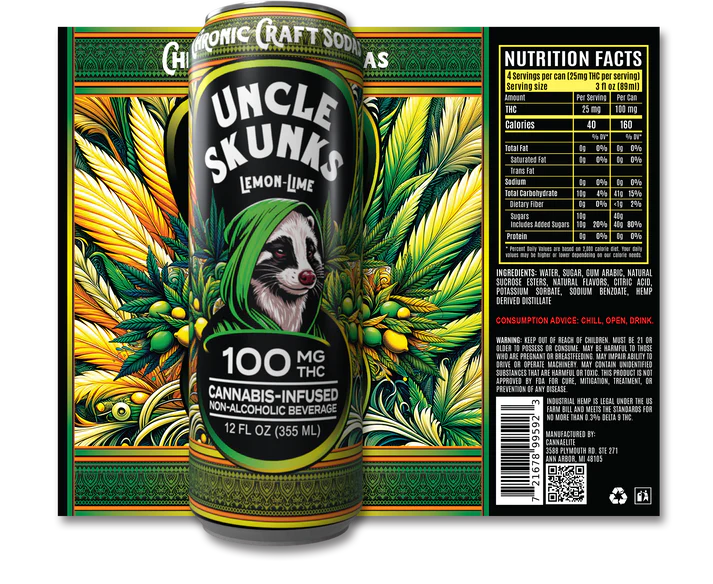 UNCLE SKUNK 12OZ 100MG D9 THC SODA CAN (24CT BOX)