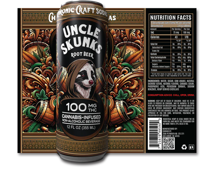 UNCLE SKUNK 12OZ 100MG D9 THC SODA CAN (24CT BOX)
