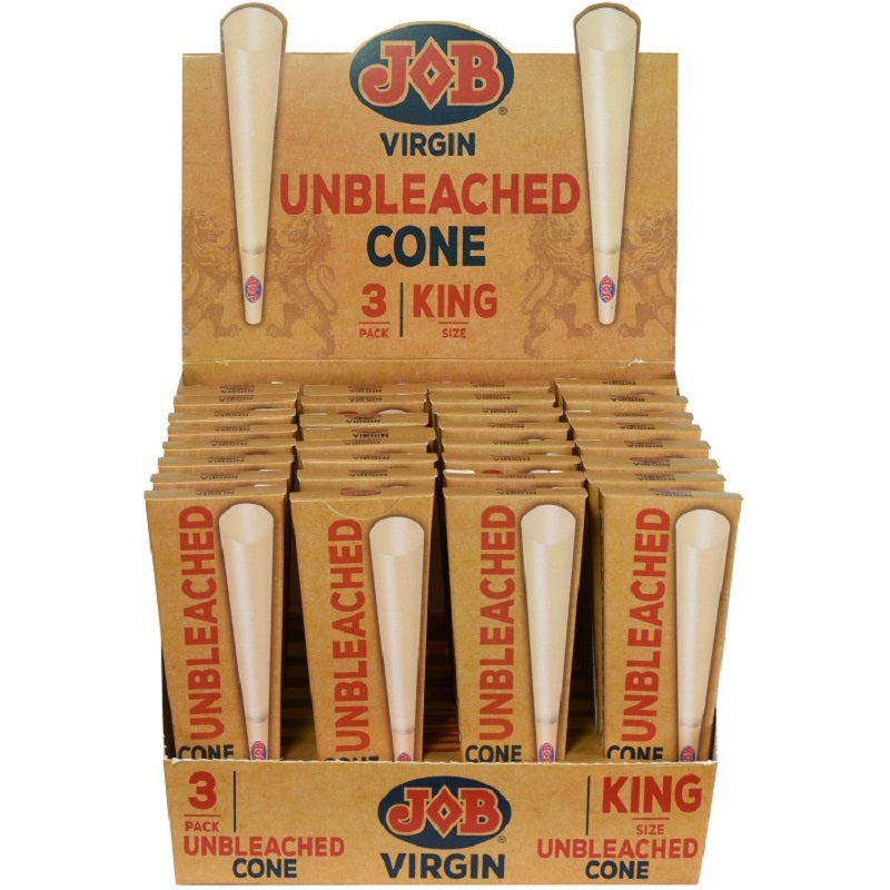 JOB VIRGIN KING SIZE CONES (32PK BOX) | UNBLEACHED