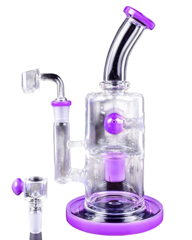 10" ELECTROPLATED SHOWERHEAD PERC WINDOW STRAIGHT WATER PIPE RIG (PURPLE)