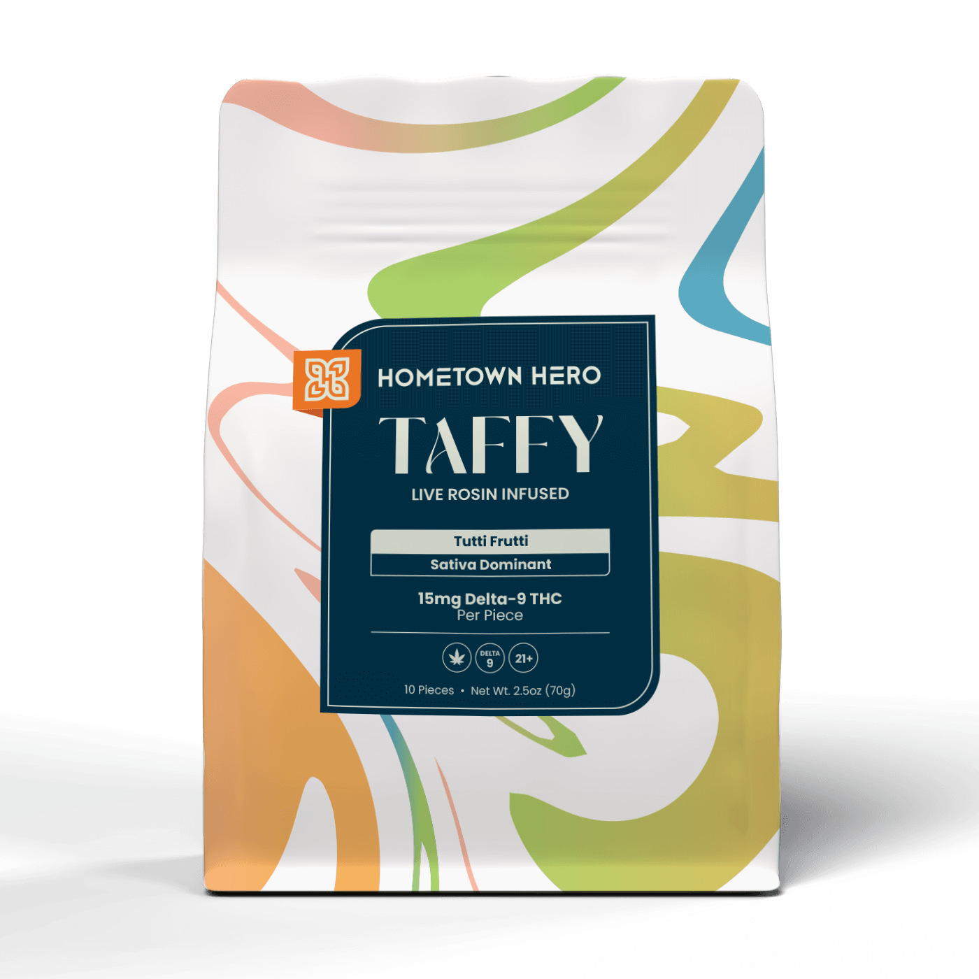 HOMETOWN HERO 15MG D9 LIVE ROSIN TAFFY (10CT/PACK)