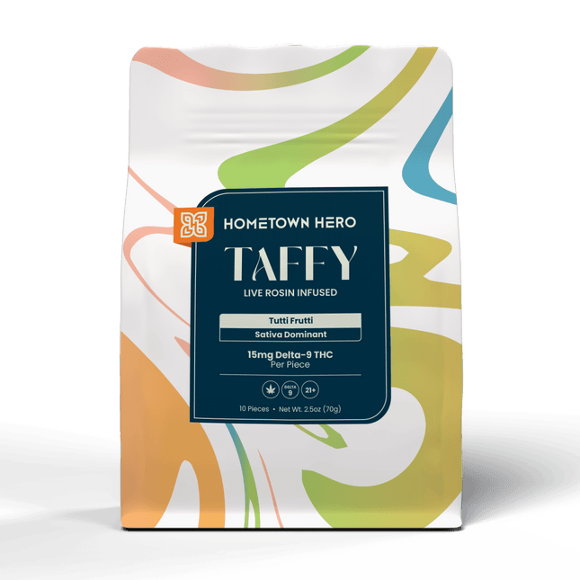 HOMETOWN HERO 15MG D9 LIVE ROSIN TAFFY (10CT/PACK)