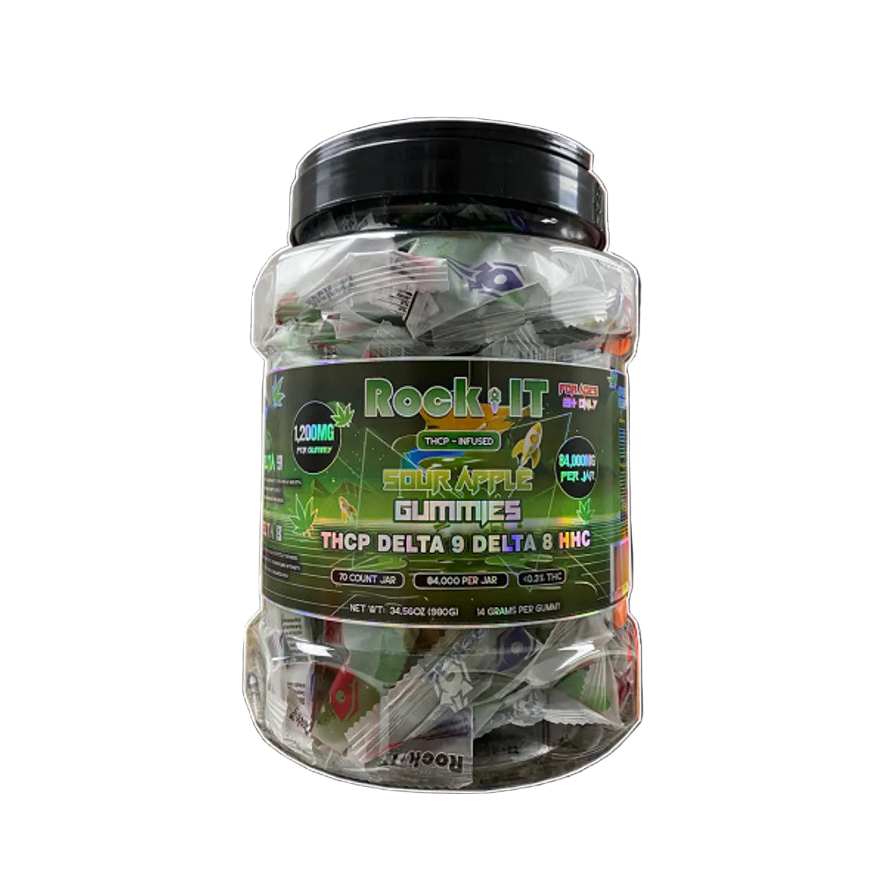 ROCK IT 84,000MG HIGH POTENCY THCP HHC D8 GUMMIES (1200MG PER BAG) (70 BAG DISPLAY)