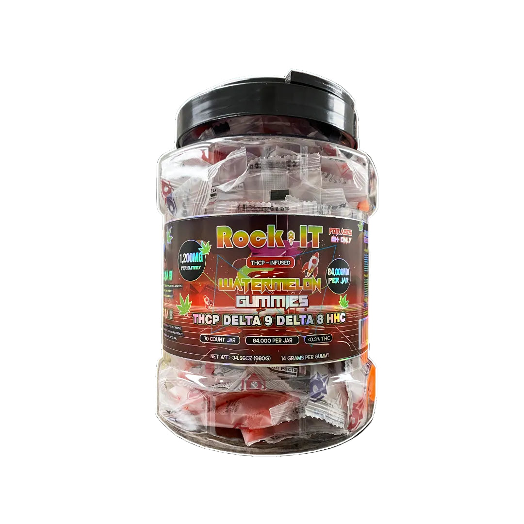 ROCK IT 84,000MG HIGH POTENCY THCP HHC D8 GUMMIES (1200MG PER BAG) (70 BAG DISPLAY)