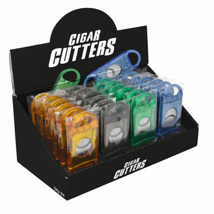 PLASTIC CIGAR CUTTERS (24CT BOX) | ASSORTED COLORS