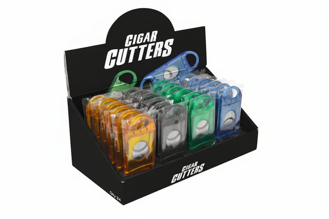 PLASTIC CIGAR CUTTERS (24CT BOX) | ASSORTED COLORS