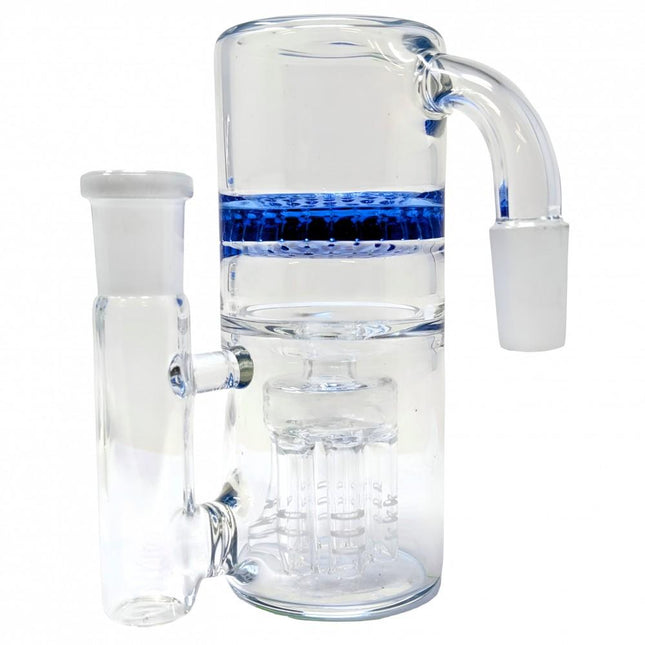 14MM DOUBLE DYNAMITE-HONEYCOMB & TREE PERC ASH CATCHER 90 DEGREE ANGLE (ACH-002) BLUE 676525610507