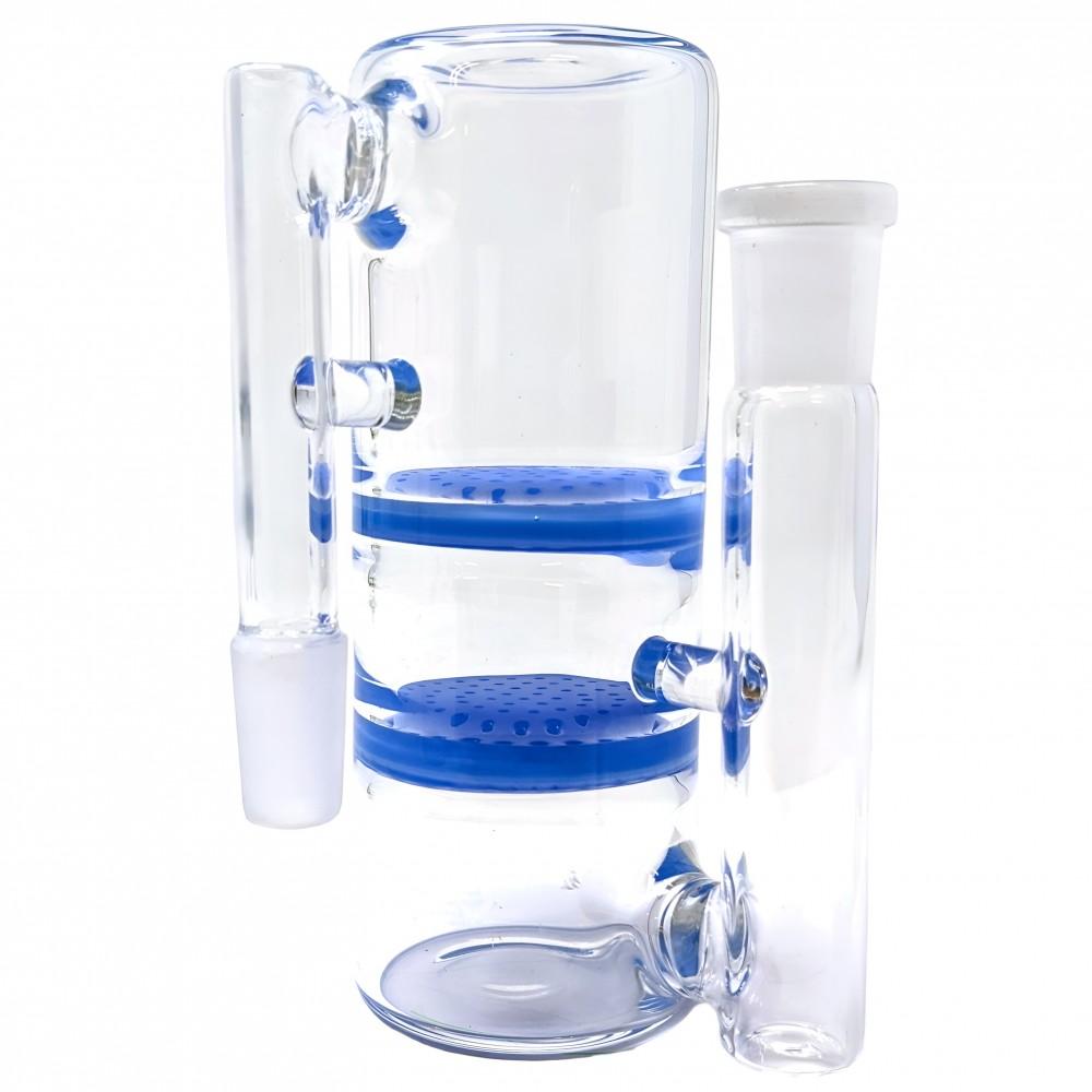 14MM PAIR REPLICATE-HONEYCOMB PERC ASH CATCHER 90 DEGREE ANGLE (ACH-009) OPAQUE BLUE 676525566217