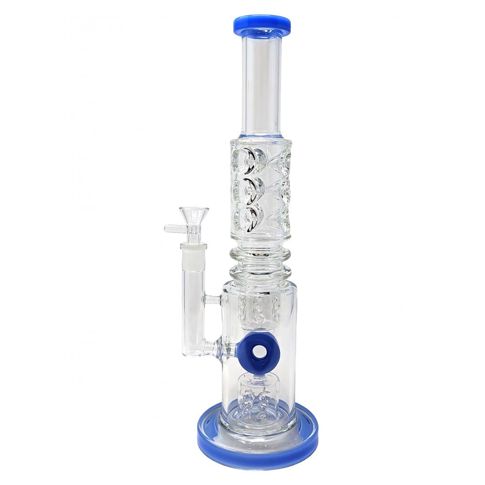 14" MULTI PINCH DOUBLE TUBE DONUT PERC WATER PIPE (HAJ-2219)