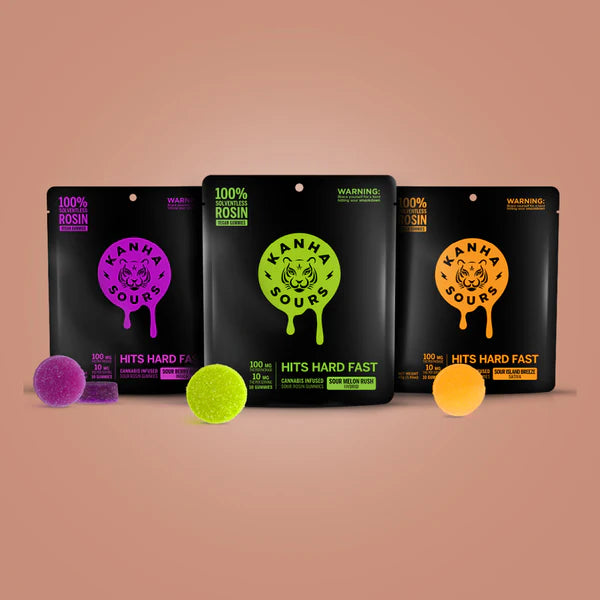 KANHA SOURS 150MG D9 ROSIN INFUSED GUMMIES (10CT BAG)